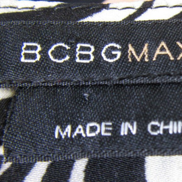 Black White Blouse Tiger Stripes, BCBGMAXAZRI, Button Long Sleeve Office Size S - Picture 13 of 15